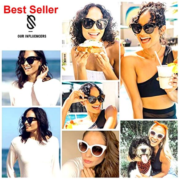 Retro Oversized Cateye Sunglasses Vintage Trendy Shades UV400 Protection main image 7